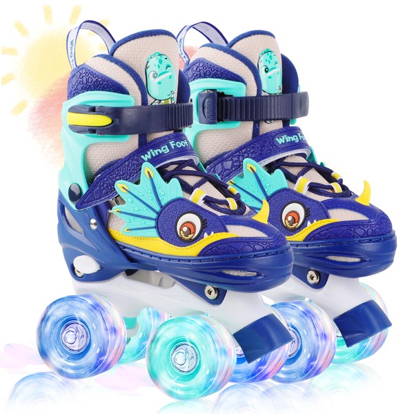 Dino Kids Toddler Roller Skates for Boys Girls,WESKIFAN Dinosaur Quad
