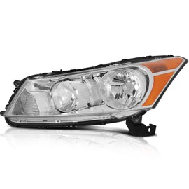 OCPTY Compatible For Honda Accord 2008-2012 Headlight Headlamps Chrome Housing Amber Corner