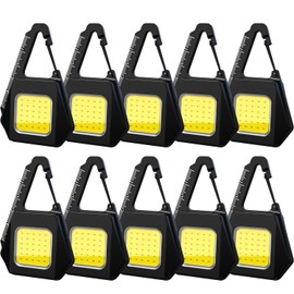 Multifunctional Keychain Emergency Light Rechargeable Portable Work Light Keychain COB Light with Magnetic Base Bottle USB Rechargeable Pocket Light with Ruler for Camping Hiking Repairing (10)