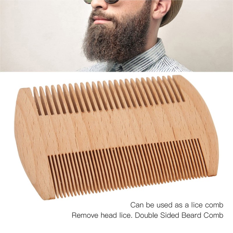 Lice Comb, Wooden Beard Comb, Professional Portable Double Sided Fine