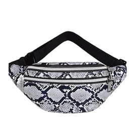 Snake Skin Print Bum Bag Waist Bag Fanny Pack - Large Cross Body Travel Festival Bag (Grey)