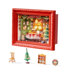 Rolife DIY Miniature House Kit, Mini Wooden Dollhouse Kit for Adults to Build, 3D Shadow Box Frame Home Wall Hanging Decor Diorama Kit, for Girls Women Teens-Christmas Eve Party