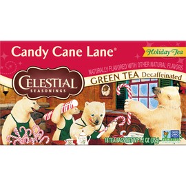 Celestial Seasonings Green Tea, Decaffeinated Candy Cane Lane, 18 Count (Pack of 6)