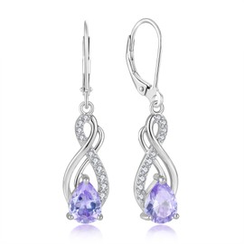 Oskani Infinity Love June Birthstone Alexandrite Color Earrings for Women 925 Strling Silver 5A Cubic Zirconia Dangle Drop Leveback Earrings Jewelry Birthday Christmas Day for Her