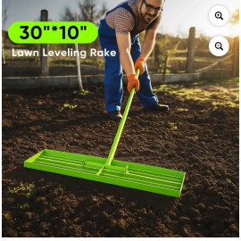 Steelite Lawn Leveling Rake 30"x10" Level Lawn Tool  72” Steel Extended Handle