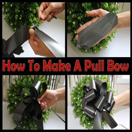 creative balloons Pull Bows For Gifts Wrapping Black Ribbon Bows Large Wrapping Bows Pom Pom Pull Bows Gift Bows Wreath Making Wedding Basket Flower Bouquets Pack of 2