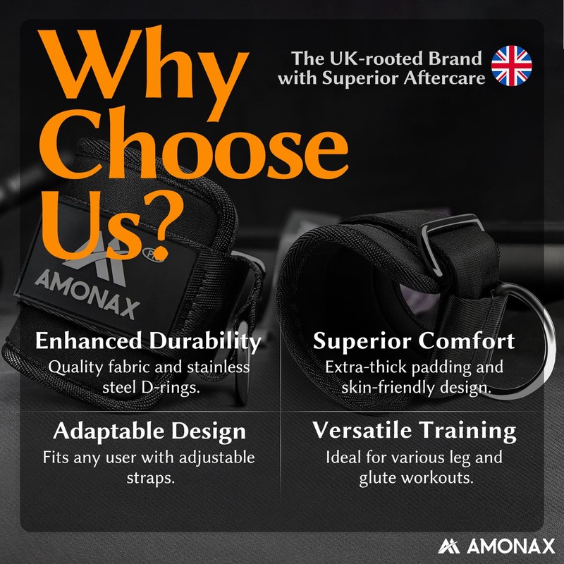 Amonax Ankle Straps for Cable Machines - Ankle Cuffs Cable