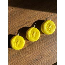 Sun and Moon Shaped Decor Candles - 3 Pcs Aesthetic Decorative Soy Scented Candle -Yoga Birthday Christmas Home Decor Gift Candle -Bubble Cube Soy Wax Candles-Pillar Bust Jar Candle(3 Pcs Yellow)