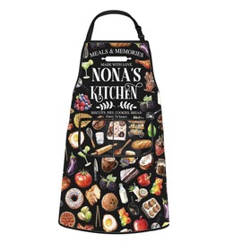 JTOUK Nona’s Kitchen Apron Grandmother Birthday Gift Best Nona Ever Merch Mother’s Day Gift for Grandma (Nona’s Kitchen Apron EU)