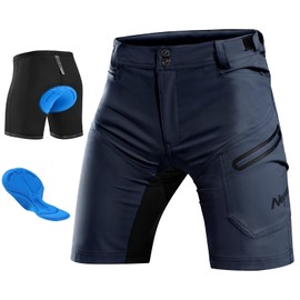 Nepest Mens Mountain Bike Shorts Padded MTB Bicycle Riding Cycling Short Padding Liner Quick Dry Lightweight Dark Blue,M