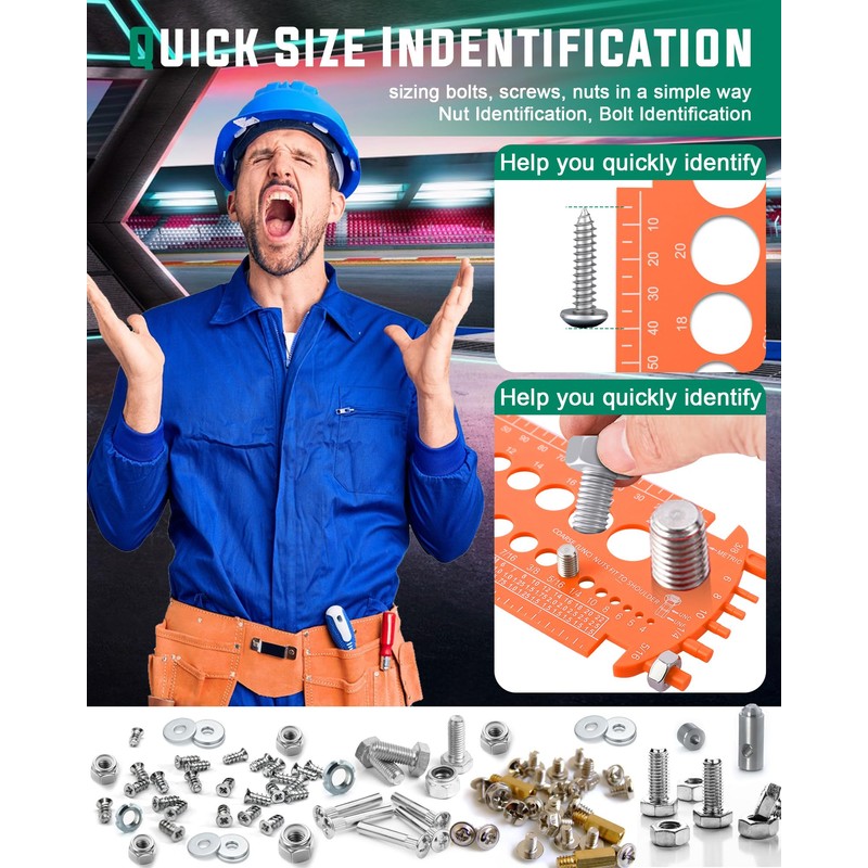 Bolt Gauge (Metric and SAE), Bolt Sizer for Quickly Sizing