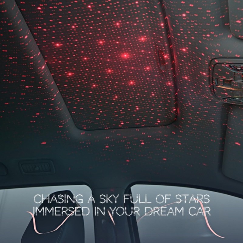 Car Armrest Pad with LED Starry Sky Light, Dual Type-C