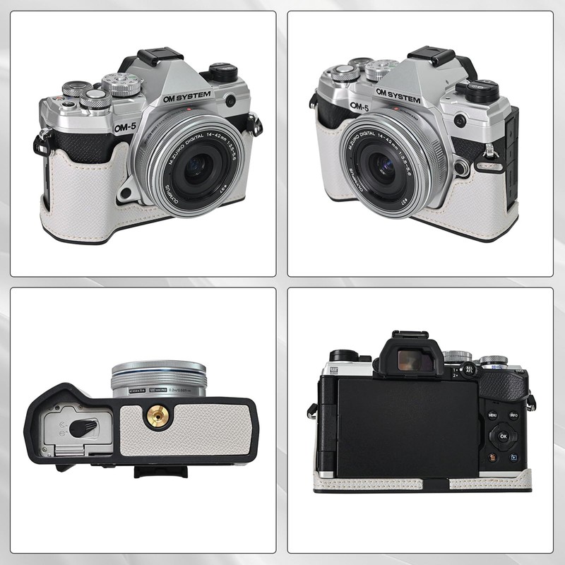 Rieibi PU Leather Half Case for Olympus OM-5/Olympus OM-D E-M5