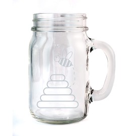 Overly Attached Decals Bumble Bees and Hive Etched Glass 16 Ounce Mason Handled Jar Mug Glassware Gift