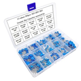 300pcs Ceramic Capacitors High Voltage Ceramic Capacitors 1KV 2KV 3KV Electrolytic Capacitors Set DIY Electronic Circuit Assortment Box Kit Radial Lead Electronic Components 0.1nf-10nf