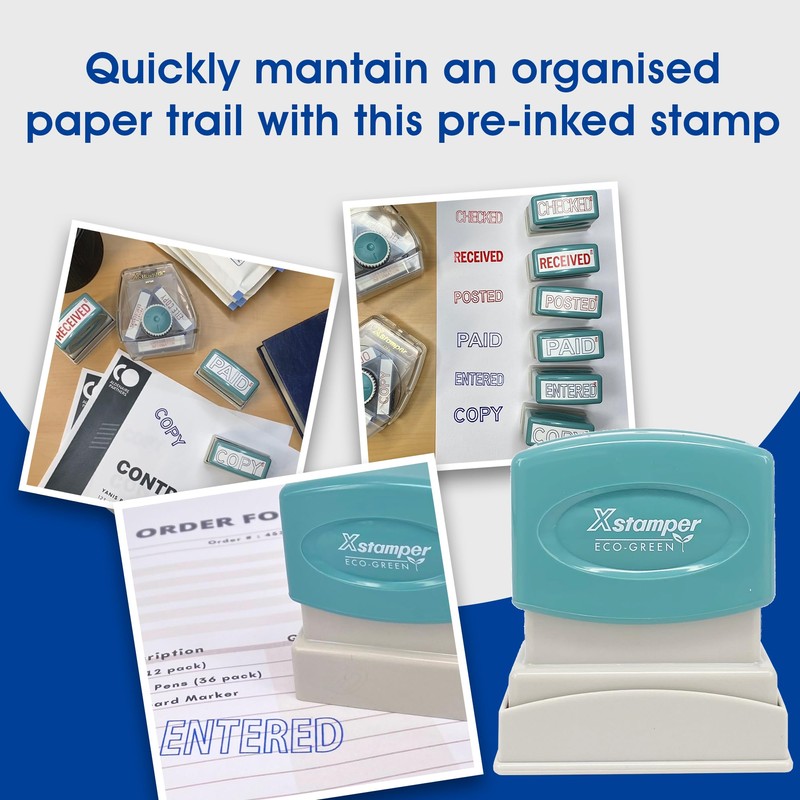 Xstamper Ink Stamp, Received. Red Ink (Impression Size: 13 x