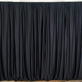 New Creations Fabric & Foam Inc, Polyester Poplin Backdrop Drapes Curtain Panel/Curtain Room Divider (Black, 15' Long x 10' High)