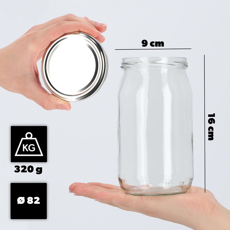 KADAX Preserving Jars 760 ml with fi82 mm Screw Lids,