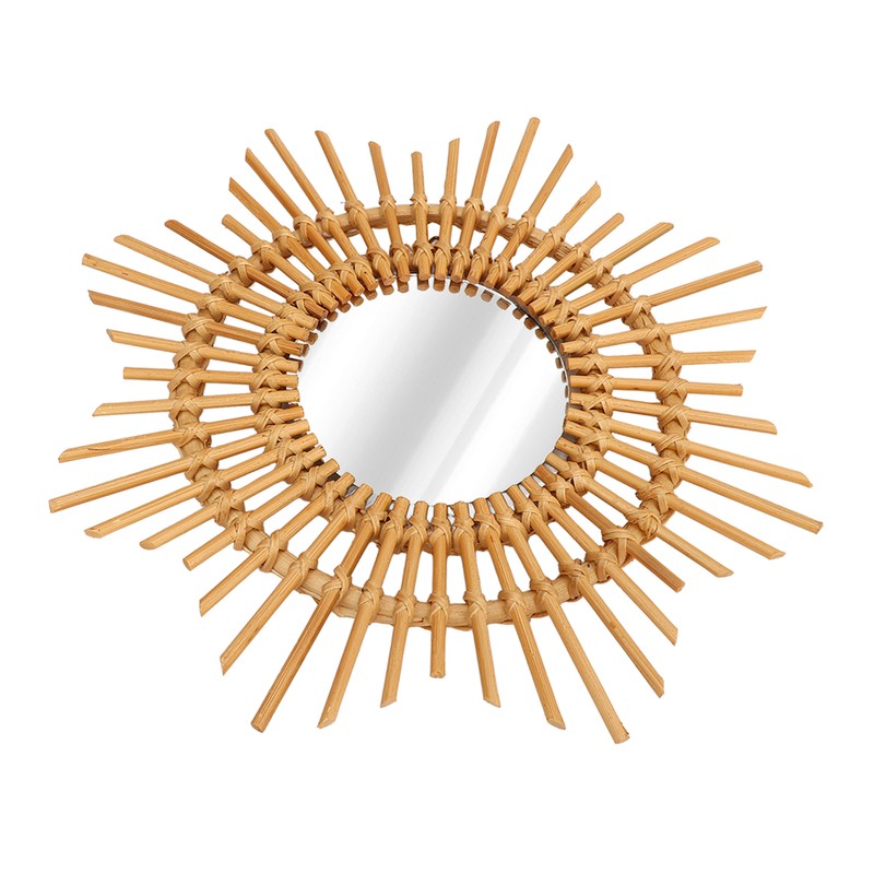 Wall Decor Rattan Mirror Star Shape Unique Simple Handwoven Mirror