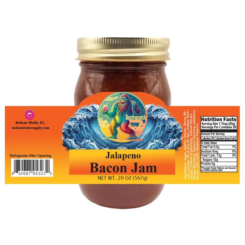 Beachsquatch Bacon (Classic, Jalapeno, Maple) Jams, 20 ounce jars -