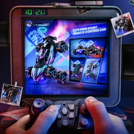 Veeniix 2370 Six-Wheel RC Stunt Car,6WD Remote Control Car,Cool RC Drift Car,Double-Sided Driving,360° Flips Rotating,with Spray and Light Effects,Toys for Ages 8-13 Kids,Ideal Gift for Boys and Girls