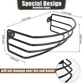 Lakatana 3-Pack Hat Rack Set for Wall and Door - Includes 2 Metal Hat Organizers & 1 Stainless Steel Adhesive Hook - Holds Up to 45 Caps, Black - Ideal for Baseball Cap Storage & Display