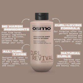 OSMO Curl Revival Reinvigorating Shampoo | For Type 2 Waves & Type 3 Curls | Avocado & Jojoba Oil | Vegan. 400ml