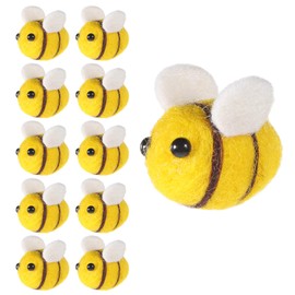Vin Beauty Pack of 10 Bee Felts Wool Mini Bee Decoration, Felt Bees Decoration Small Bees for DIY Garlands Decoration Bees Headbands Hair Clips Party Decorations