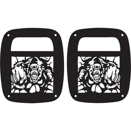 JeepTails Punching Gorilla Tail lamp Light Covers Compatible with Jeep CJ or YJ and TJ Wranglers Black Set of 2