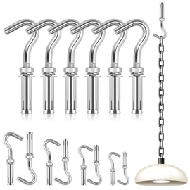 Wokape Concrete Wall Hook, 304 Stainless Steel Open Cup Expansion Bolt Anchors, Heavy Duty Expansion Screw in Hooks for Concrete, Brick and Stone (M8), Pack of 6