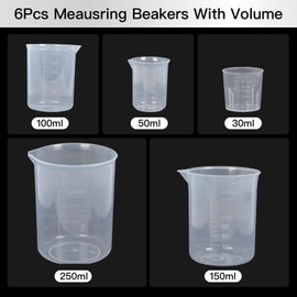 5 Pack Plastic Measuring Jugs, Transparent Lab Graduated Beakers, Heat Resistant Measuring Mixing Cups Set, Multipurpose Cooking Baking Liquid Measure Tool 30ml 50ml 100ml 150ml 300ml
