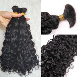 Brazilian Loose Curly Hair Bulk Human Hair Bulk For Braiding No Weft Full End Braids Remy Hair Weaving Extensions 100g Per Bundle Natural Black Color 24 Inch