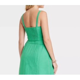 Universal Thread Women’s Universal Thread Linen Blend Cropped Bow Front Tank Green L Retail $20