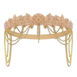 VENOFEN 1920s Flapper Headpiece Great Gatsby Headband Champagne Gold Roaring 20s Headpiece Vintage Hair Accessories for Women
