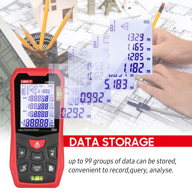 UNI-T LM50A Laser Distance Measure Meter 50M with 2 Bubble