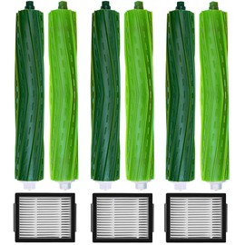 Replacement Parts Compatible for iRobot Roomba e5 e6 i1 i2 i3 i4 i5 i6 i7 i8 j5 j6 j7 j8 and all Plus i e j Series Vacuum Cleaner, 3 Set Rubber Brushes 3 HEPA Filters