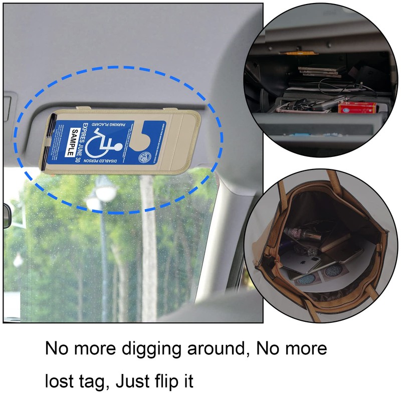 Handicap Placard Holder for Auto, Wisdompro Disabled Parking Permit Sign