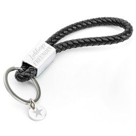 Glitzkind Keyring with Engraving for Mum, Grandma, Dad, Girlfriend, Heart Pendant Gift for Mum, Mother's Day, Birthday, Christmas, Key Ring, Car Key, Silver, black, Einheitsgröße