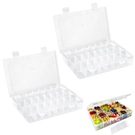 Snack Box for Kids 2 Pcs Snackle Box Craft Boxes with Compartments Snack Boxes with 24 Removable Grids Compartments Plastic Organiser Box Plane Snack Box for Storing Earrings Beads Jewelry Travel