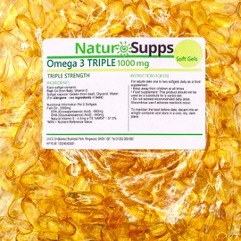 Natur Supps Natur Supps Omega 3 Fish Oil - 2000mg (2 Capsule Serving), Pack of 365 1000mg Softgel Capsules, Pure Fish Oil Giving 660mg EPA & 440mg DHA per Serving