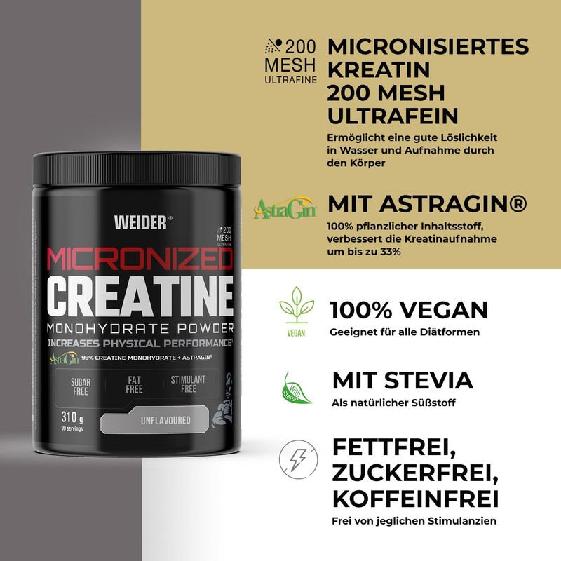 Weider Micronized Creatine Monohydrate Powder (310 g) Tasteless