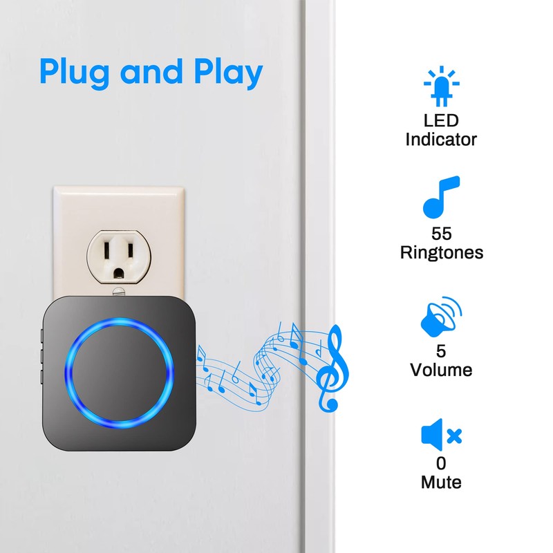 Wireless Doorbell,1300ft Long Range Waterproof Cordless Door Bell Chime Kit,
