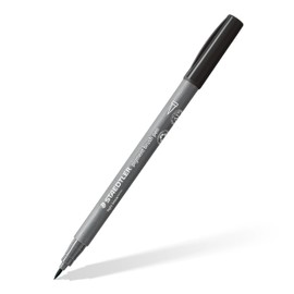 Staedtler Brush Pen Pigment Arts, Light Black, Pigmented Premium Drawing Ink, Brush Tip for Variable Line Width, Waterproof, Quick-Drying, Brush Pen Single Pen, 371-90