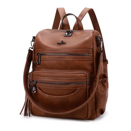 Angel Kiss Women's Backpacks & Bags - PU Leather Zipper Casual Backpacks (DK8532#8528#9BROWN)