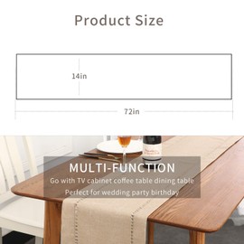 Tosewever Decorative Hemstitch Linen Table Runner Farmhouse Style Tabletop Collection Handcrafted Table Runners for Everyday Dining Wedding Party Holiday Home Decor (14 x 72 Inches, Light Coffee)