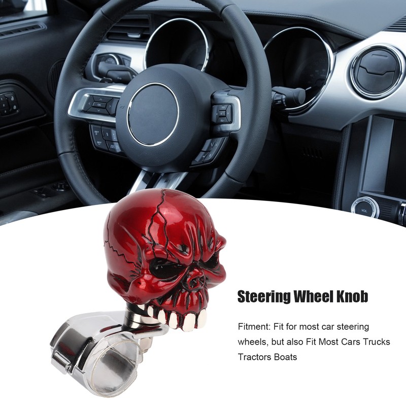 Steering Wheel Spinner Knob Skull Shape Universal Power Handle for