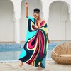 IMAGEKOPE Moroccan Print V-Neck Batwing Kaftan Women's Plus Size Loose