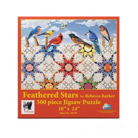 SUNSOUT INC - Feathered Stars - 500 pc Jigsaw Puzzle by Artist: Rebecca Barker - Finished Size 18" x 24" - MPN# 24210