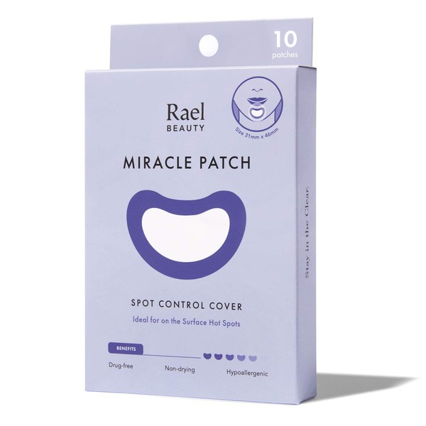 Rael Miracle Large Spot Control Cover - Long Size, Hydrocolloid Strip for Breakouts, Extra Coverage Acne Patch (10 Count)
