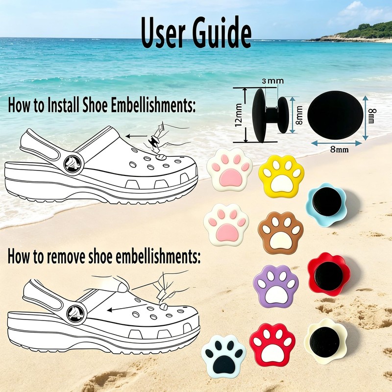 Tandarui 20 Pack paw Print Charms, Decoration Pins Pack for